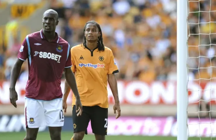 Framed Print : Michael Mancienne Marks Carlton Cole: A Battle at Molineux (Wolves vs West Ham BPL Clash, August 15, 2009) Framed Print : Michael Mancienne Marks Carlton Cole: A Battle at Molineux (Wolves vs West Ham BPL Clash, August 15, 2009)