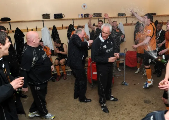 Framed Print : Mick McCarthy's Euphoric Moment: Wolves Promotion to Premier League Framed Print : Mick McCarthy's Euphoric Moment: Wolves Promotion to Premier League