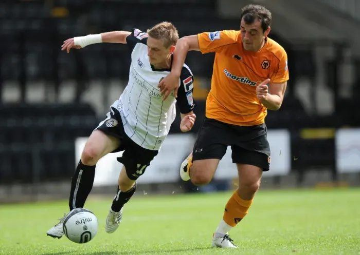 Framed Print : Milijas vs. Hughes: A Pre-Season Battle - Notts County vs. Wolverhampton Wanderers Framed Print : Milijas vs. Hughes: A Pre-Season Battle - Notts County vs. Wolverhampton Wanderers