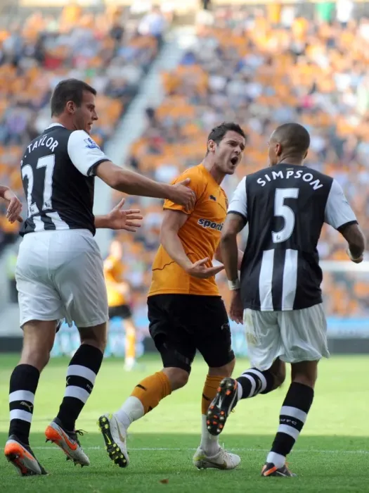 Framed Print : Penalty Dispute: Matthew Jarvis vs. Danny Simpson - Wolverhampton Wanderers vs. Newcastle United