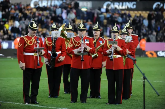Framed Print : Saluting the Armed Forces: Wolverhampton Wanderers vs. Bolton Wanderers - Premier League Soccer with Armed Forces Band at Molineux Framed Print : Saluting the Armed Forces: Wolverhampton Wanderers vs. Bolton Wanderers - Premier League Soccer with Armed Forces Band at Molineux