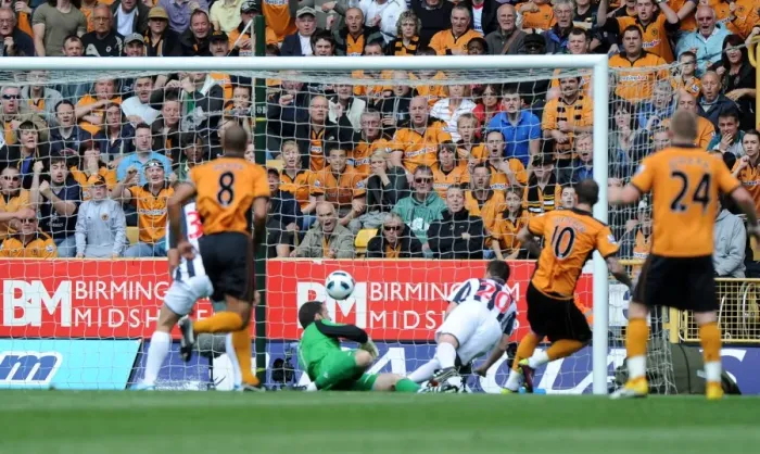 Framed Print : Steven Fletcher Scores the Opener: Wolverhampton Wanderers Take the Lead Against West Bromwich Albion in the Premier League Framed Print : Steven Fletcher Scores the Opener: Wolverhampton Wanderers Take the Lead Against West Bromwich Albion in the Premier League