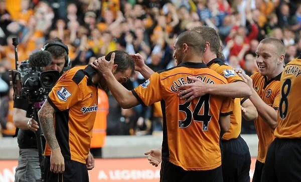 Steven Fletcher of Wolverhampton Wanderers celebrates after scoring to make it 3-0