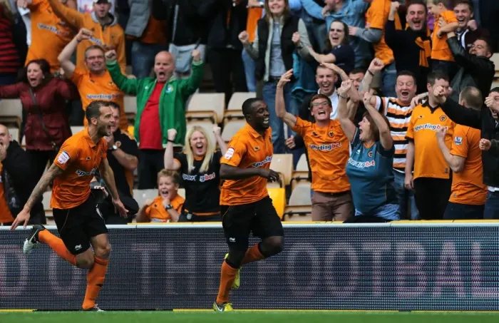 Framed Print : Sylvan Ebanks-Blake Scores First Goal for Wolverhampton Wanderers Against Leicester City at Molineux