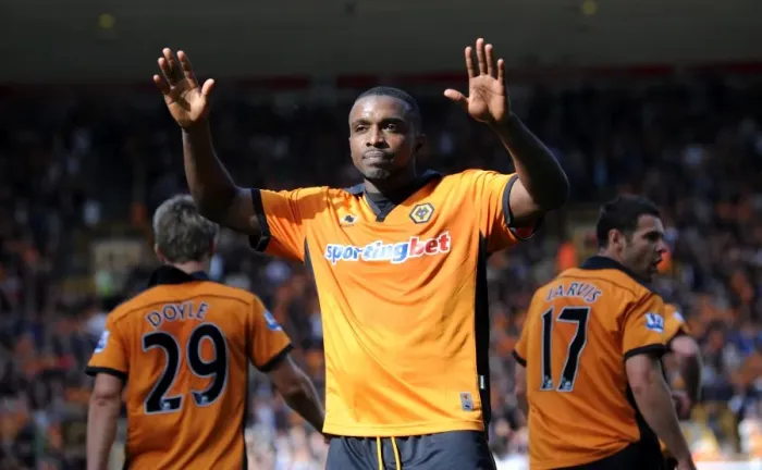 Framed Print : Sylvan Ebanks-Blake Scores the Opener for Wolverhampton Wanderers Against Newcastle United in the Barclays Premier League