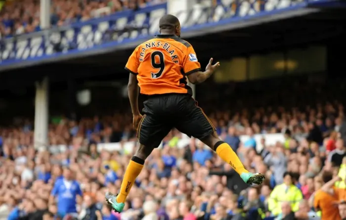 Framed Print : Sylvan Ebanks-Blake's Dramatic Equalizer: Everton vs. Wolverhampton Wanderers in Barclays League Soccer Framed Print : Sylvan Ebanks-Blake's Dramatic Equalizer: Everton vs. Wolverhampton Wanderers in Barclays League Soccer