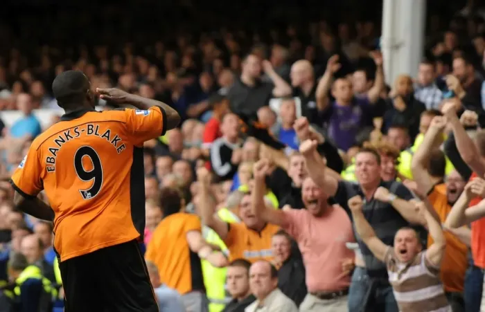 Framed Print : Sylvan Ebanks-Blake's Equalizer: Everton vs. Wolverhampton Wanderers in Barclays League Soccer Framed Print : Sylvan Ebanks-Blake's Equalizer: Everton vs. Wolverhampton Wanderers in Barclays League Soccer