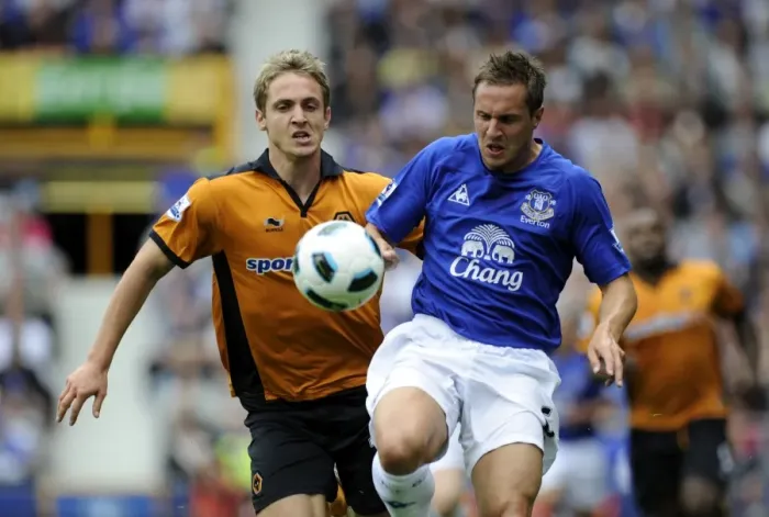 Framed Print : Tactical Showdown: Kevin Doyle vs. Philip Jagielka - Everton vs. Wolverhampton Wanderers, Barclays League Soccer Match Framed Print : Tactical Showdown: Kevin Doyle vs. Philip Jagielka - Everton vs. Wolverhampton Wanderers, Barclays League Soccer Match