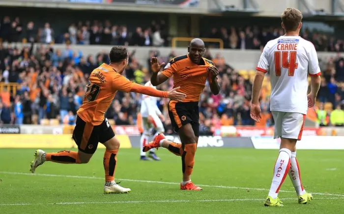 Framed Print : Wolverhampton Wanderers: Afobe and Le Fondre Celebrate Double Strike Against Huddersfield Town in Sky Bet Championship Framed Print : Wolverhampton Wanderers: Afobe and Le Fondre Celebrate Double Strike Against Huddersfield Town in Sky Bet Championship