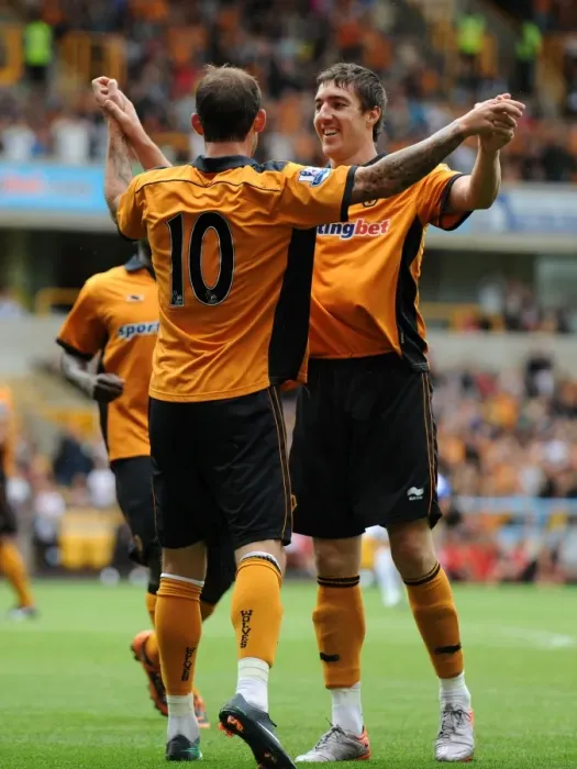 Framed Print : Wolverhampton Wanderers: Stephen Ward and Steven Fletcher Celebrate First Goal in Pre-Season Friendly against Athletic Bilbao