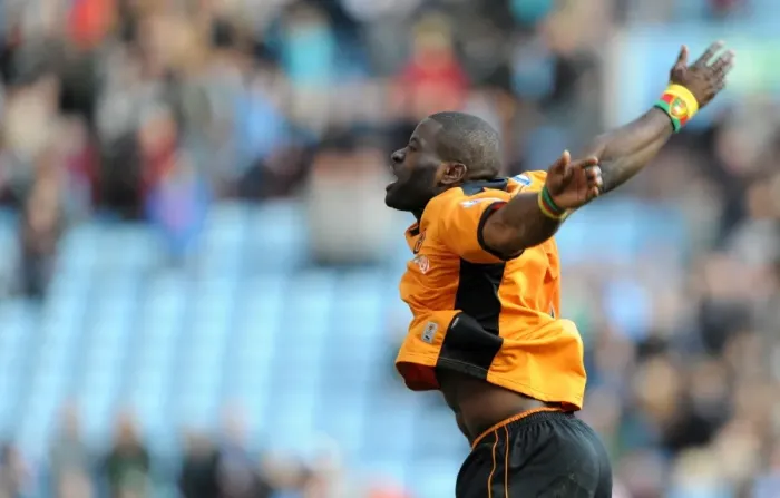 Framed Print : Wolverhampton Wanderers: George Elokobi Leads the Celebrations after Securing Victory over Aston Villa in the Premier League Framed Print : Wolverhampton Wanderers: George Elokobi Leads the Celebrations after Securing Victory over Aston Villa in the Premier League
