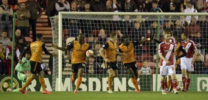 Framed Print : Wolverhampton Wanderers Bakary Sako Celebrates Goal Against Middlesbrough in Sky Bet Championship Framed Print : Wolverhampton Wanderers Bakary Sako Celebrates Goal Against Middlesbrough in Sky Bet Championship