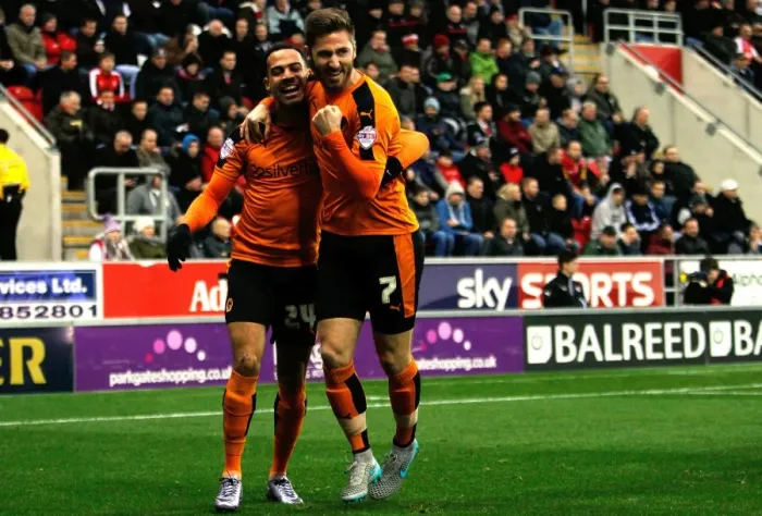 Framed Print : Wolverhampton Wanderers Celebrate First Goal against Rotherham United in Sky Bet Championship (2014-15)