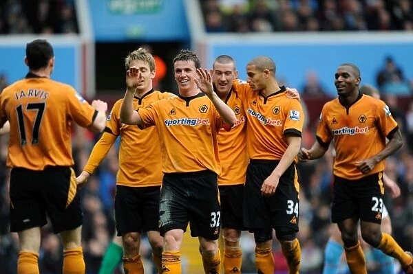 Wolverhampton Wanderers: Celebrating an Own Goal by Aston Villa in Barclays Premier League (1-2)