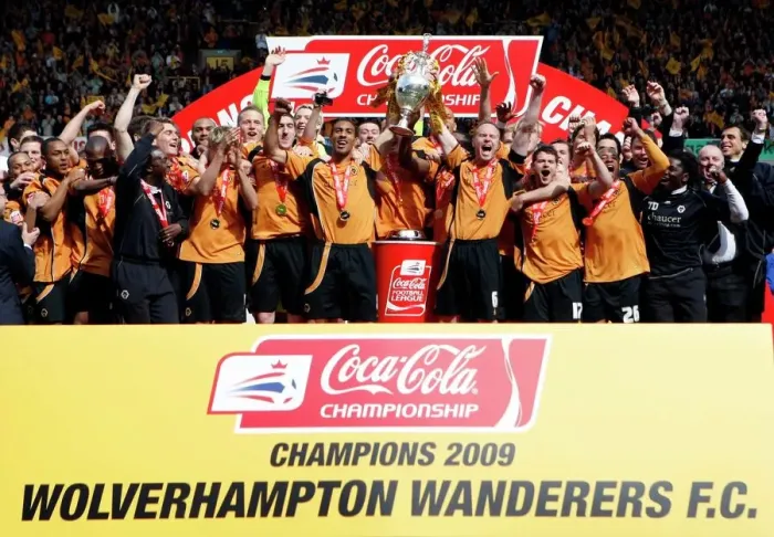 Framed Print : Wolverhampton Wanderers: Championship Title Win - Celebrating with the Trophy
