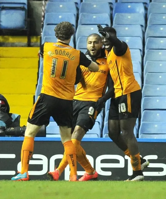 Framed Print : Wolverhampton Wanderers Clinch Championship Title: Leon Clarke's Winning Goal Against Sheffield Wednesday (Hillsborough) Framed Print : Wolverhampton Wanderers Clinch Championship Title: Leon Clarke's Winning Goal Against Sheffield Wednesday (Hillsborough)