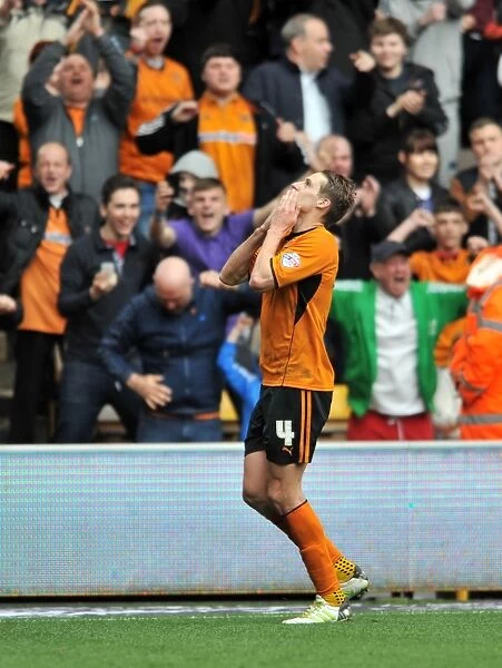 Wolverhampton Wanderers Dave Edwards Celebrates Double Strike Against Peterborough United in Sky Bet League One (April 5, 2014)