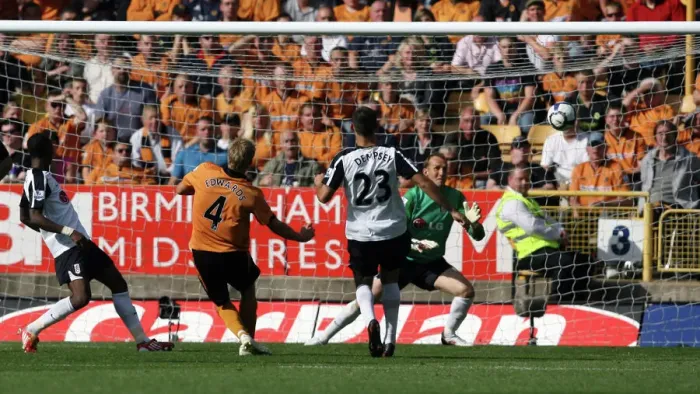 Framed Print : Wolverhampton Wanderers David Edwards Scores the Decisive Goal Against Fulham in Premier League Soccer (2-0)
