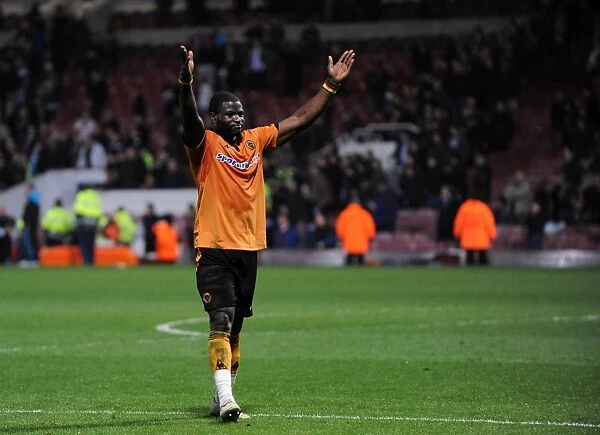 Wolverhampton Wanderers: George Elokobi Leads the Celebration after Securing Victory over West Ham United in the Barclays Premier League