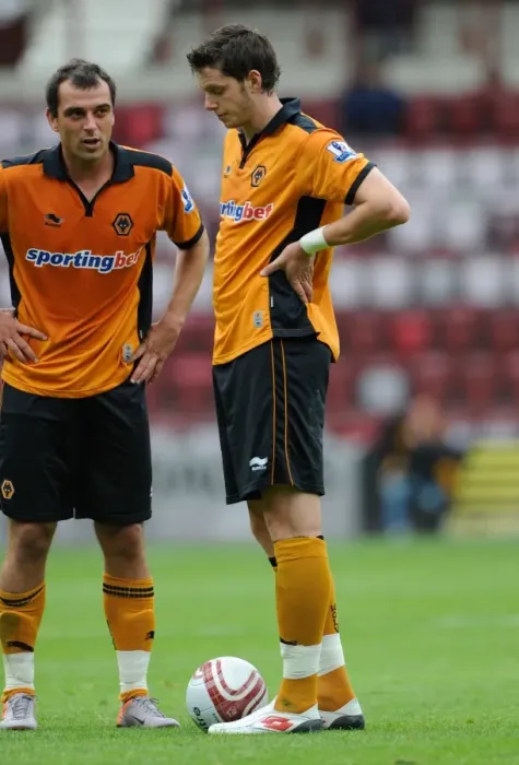 Framed Print : Wolverhampton Wanderers: Halford and Milijas Combine for Pre-Season Freekick Goal Against Heart of Midlothian (0-1)