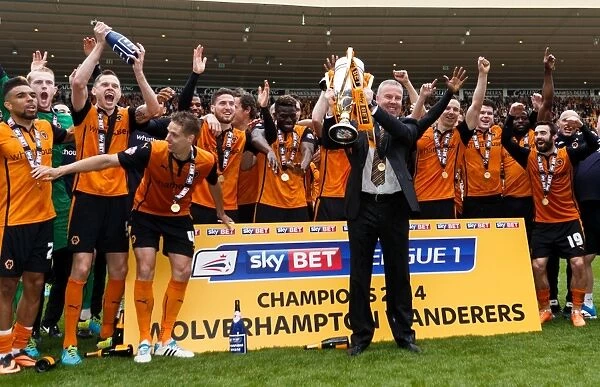 Wolverhampton Wanderers: Kenny Jackett and Team Celebrate Sky Bet League One Title Win (April 3, 2014)