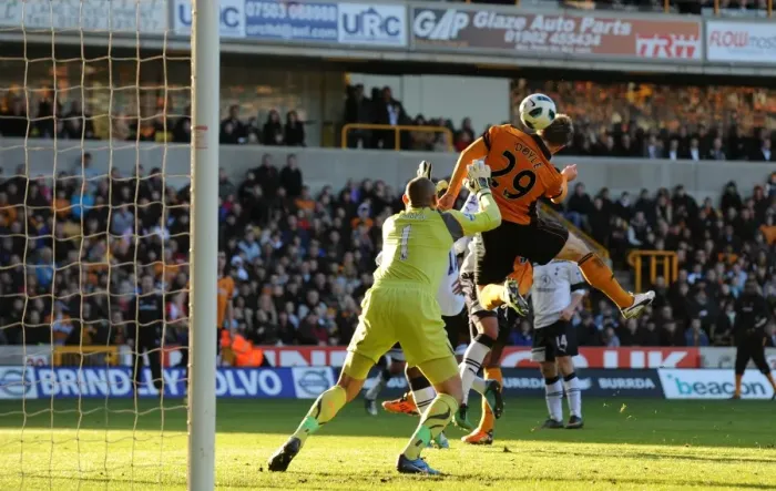 Framed Print : Wolverhampton Wanderers Kevin Doyle Scores the Opener Against Tottenham Hotspur in Premier League