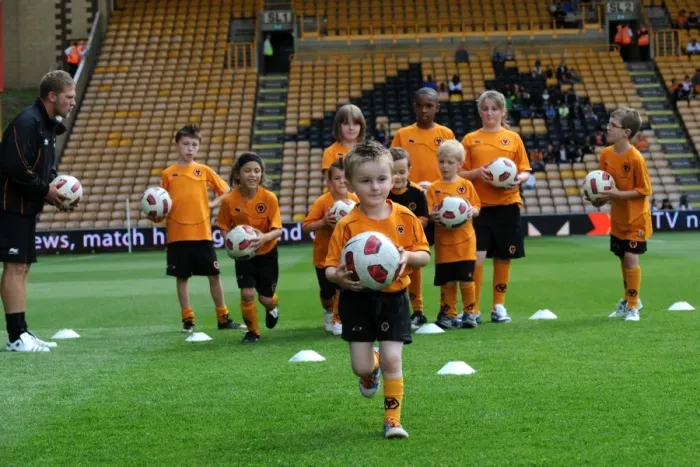 Framed Print : Wolverhampton Wanderers Matchday Mascots Training on the Pitch: Wolves vs Real Zaragoza