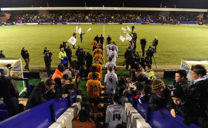 Framed Print : Wolverhampton Wanderers: Players Emerging from the Tunnels at Prenton Park for FA Cup Showdown against Tranmere Rovers