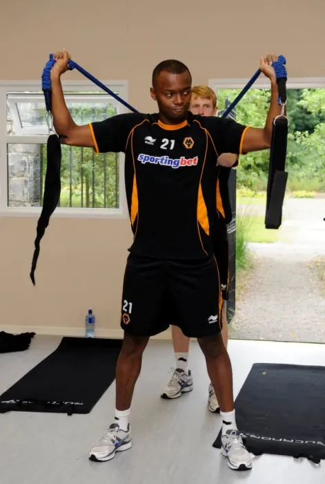 Framed Print : Wolverhampton Wanderers: Steven Mouyokolo at Pre-Season Weights Training in Ireland
