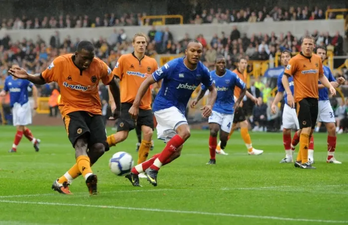 Framed Print : Wolverhampton Wanderers Sylvan Ebanks-Blake Sends Shot Over the Bar - Wolves vs Portsmouth, Premier League Soccer Framed Print : Wolverhampton Wanderers Sylvan Ebanks-Blake Sends Shot Over the Bar - Wolves vs Portsmouth, Premier League Soccer