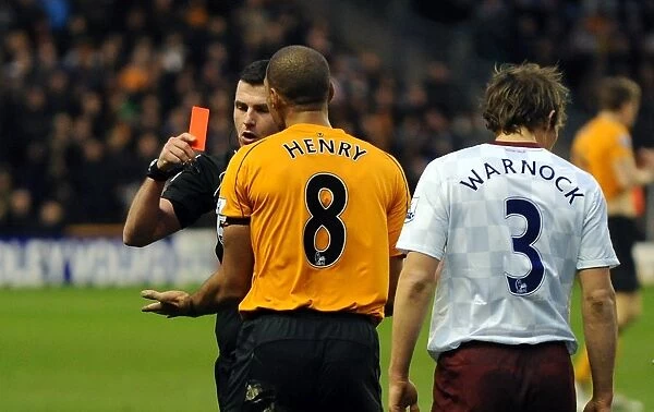 Wolverhampton Wanderers vs. Aston Villa: Karl Henry's Red Card - Barclays Premier League Soccer: Michael Oliver Issues Red Card to Karl Henry (No Credits)