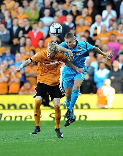 Wolves Vs Hull City. Andrew Keogh of Wolverhampton Wanderers & Andy Dawson of Hull City