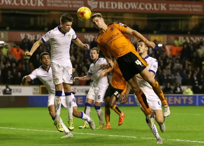 Framed Print : Wolves vs Leeds United: David Edwards Headed Goal Attempt (Sky Bet Championship) Framed Print : Wolves vs Leeds United: David Edwards Headed Goal Attempt (Sky Bet Championship)