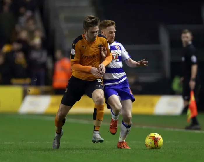 Framed Print : Wolves vs. Reading: Matt Doherty vs. Stephen Quinn - Intense Battle for Supremacy in the Sky Bet Championship (2014-15)