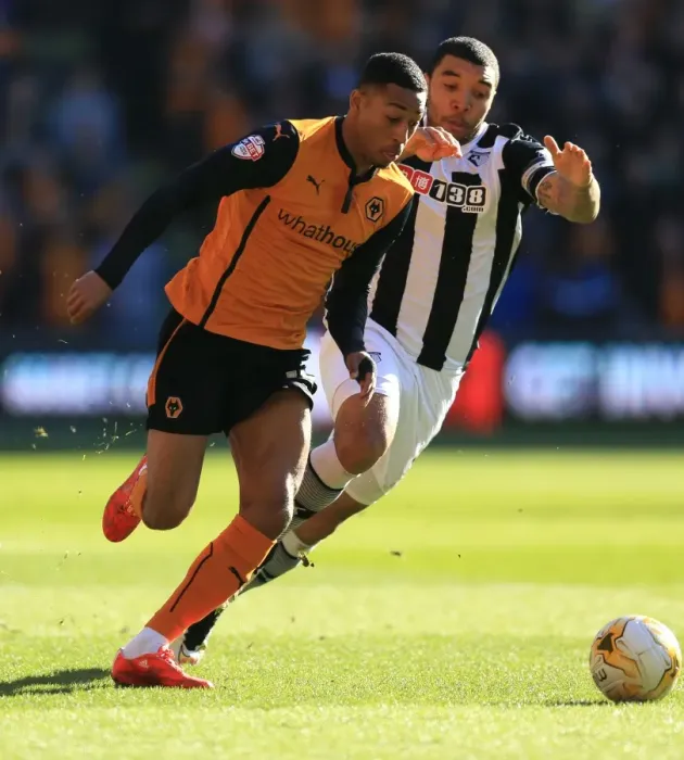 Framed Print : Wolves vs. Watford: Intense Battle Between Rajiv van La Parra and Troy Deeney in Sky Bet Championship Match at Molineux