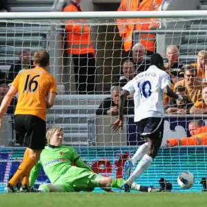 Adebayor Scores First: Wolves 0-1 Tottenham Print