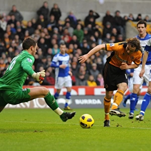 Determined Shot: Stephen Hunt Goes for Glory against Birmingham City (Wolverhampton Wanderers in Barclays Premier League)