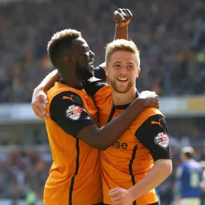 Euphoric Celebration: Michael Jacobs and Bakary Sako's Second Goal for Wolverhampton Wanderers vs. Carlisle United (Sky Bet League One, April 3, 2014)