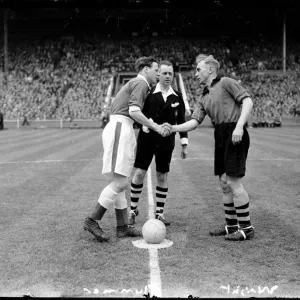 FA Cup Final: Wolves Captain Billy Wright and Leicester City Captain Norman Plummer Shake Hands Before the Match FA Cup Final: Wolves Captain Billy Wright and Leicester City Captain Norman Plummer Shake Hands Before the Match