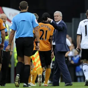 Half Time Controversy: Mark Hughes vs. Phil Dowd - Fulham vs. Wolverhampton Wanderers, Premier League Half Time Controversy: Mark Hughes vs. Phil Dowd - Fulham vs. Wolverhampton Wanderers, Premier League