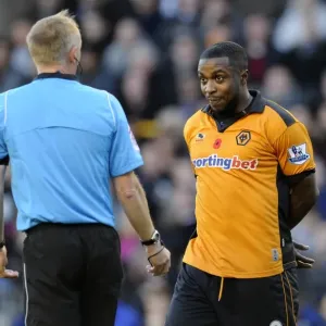 Intense Moment: Sylvan Ebanks-Blake Argues with Referee Phil Walton (Wolverhampton Wanderers vs Bolton Wanderers, Premier League Soccer) Intense Moment: Sylvan Ebanks-Blake Argues with Referee Phil Walton (Wolverhampton Wanderers vs Bolton Wanderers, Premier League Soccer)