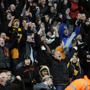 Jubilant Wolves Fans Celebrate Victory: Wolverhampton Wanderers vs. Birmingham City, Barclays Premier League