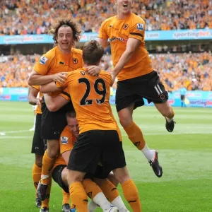 Print of Matthew Jarvis scoring for Wolverhampton Wanderers Print of Matthew Jarvis scoring for Wolverhampton Wanderers