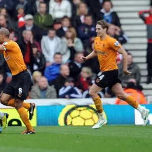 Michael Kightly's Thrilling Goal Celebration: Wolverhampton Wanderers at Britannia Stadium vs Stoke City, Barclays Premier League