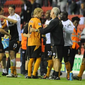 Mick McCarthy and Andy Keogh: Celebrating Wolves 1-0 Victory Over Wigan Athletic (BPL, 18/8/09)