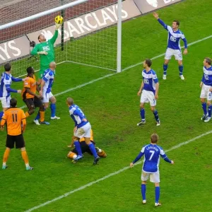 Milijas's Header Thwarted by Foster: Wolverhampton Wanderers vs Birmingham City (Premier League Soccer)