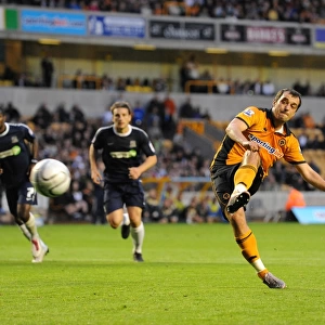 Nenad Milijas Scores the Penalty Kick Goal: Wolverhampton Wanderers Take 1-0 Lead in Carling Cup