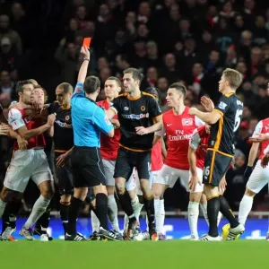 Red Card for Nenad Milijas: Arsenal vs. Wolverhampton Wanderers in the Premier League Red Card for Nenad Milijas: Arsenal vs. Wolverhampton Wanderers in the Premier League