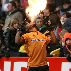 Sizzling Half-Time: Fire Eaters Ignite Wolves vs Bolton Wanderers, Barclays Premier League
