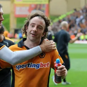 Stephen Hunt's Euphoric Full-Time Celebration: Wolverhampton Wanderers Defeat West Bromwich Albion in the Premier League